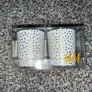 H&M white and gold Polka dots candles NWT